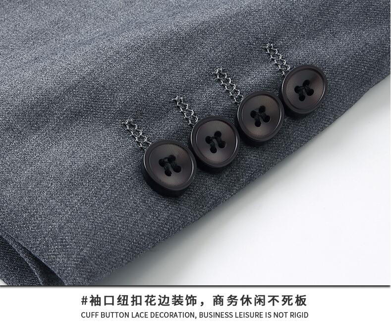 男士兩粒扣辦公室灰色工服袖口工藝細節圖
