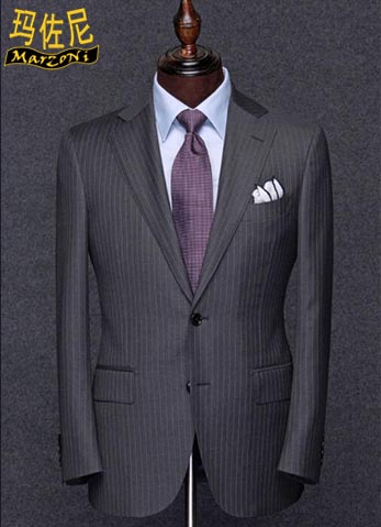 兩粒扣條紋商務(wù)西服定制